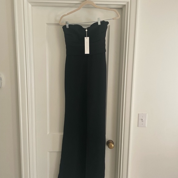 NWT $695 Jonathan Simkhai Rebecca Strapless Pleated Wide-Leg Jumpsuit, Black - Picture 9 of 13